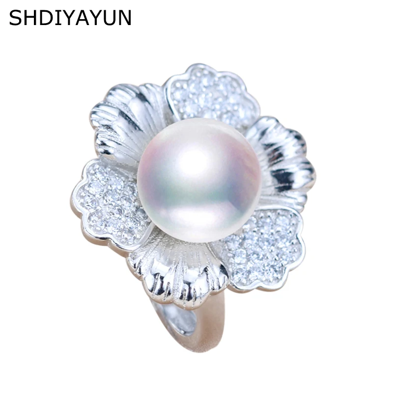 

SHDIYAYUN Fine Pearl Ring Jewelry Natural Freshwater Pearl Flower 925 Sterling Silver Jewelry For Women Gift Nickles Women Ring