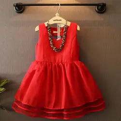 Девушки Красные Платья 2017 Новый Летний Девочек Одежда Princess Tutu Партии Свадебные Платья для Девочек Рождество в Стиле Sweet Kids Платье