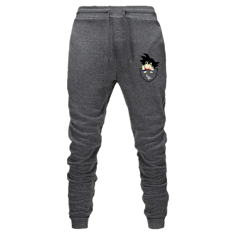 Casual Funny Print Dragon Ball Goku Mens Pants Cotton Autumn Winter Gray Men Joggers Sweatpants Plus Size Black Trouser pantalon - Цвет: WM0 dark gey
