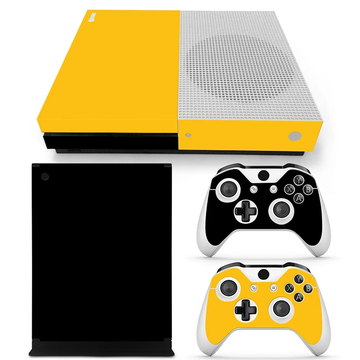 Yellow And Black Simple Color Decal Wrap For Xboxone S Console And