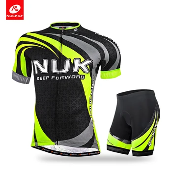 

NUCKILY Summer Cycling Jersey Set Short Sleeve Bicycle Clothing Men Foam Pad Bike Shorts Coolmax Cycling Wear MA014MB014