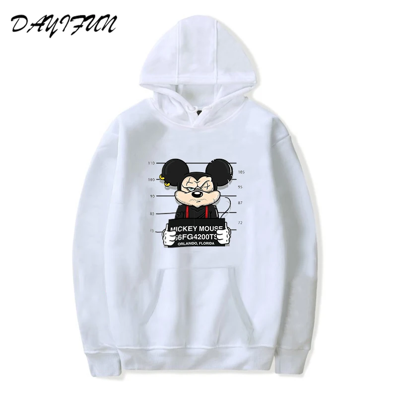 

DAYIFUN new mickey print hoodies women tops hip hop casual funny dog mouse cartoon hoody homme fitness cotton Hooded hoody WT01