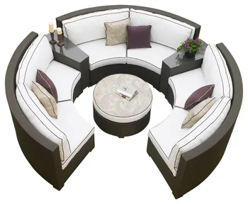 

Hot Sale 2 Piece Custom Outdoor Java Wicker Patio Sectional Set