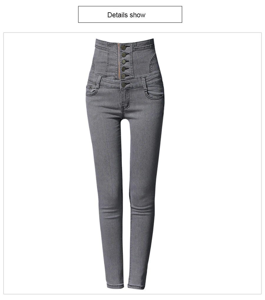 Winter Women Warm Jeans with Thicken Fleece Velvet Denim High Waist front Button back Strap Design Pencil Pants Plus Size S-6XL (31)