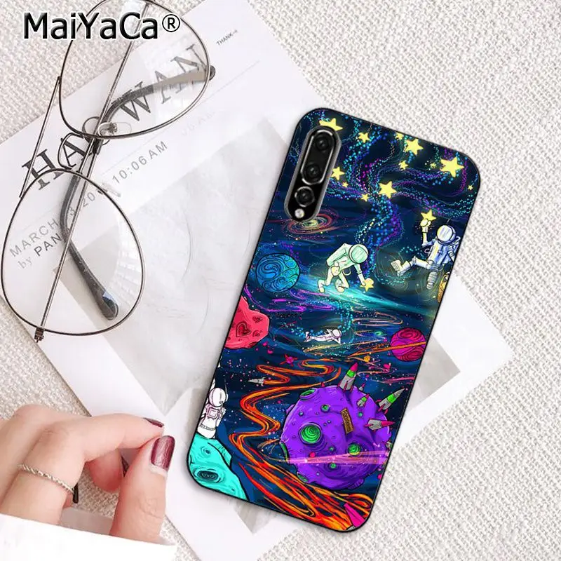 Space Moon plane abstract stars art 