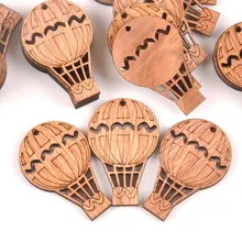 20 piezas Vintage, globos de hidrógeno DIY, adornos de madera para álbum de recortes, artesanías de madera natural sin acabado, rodajas para decoración del hogar 49X32mm m1614