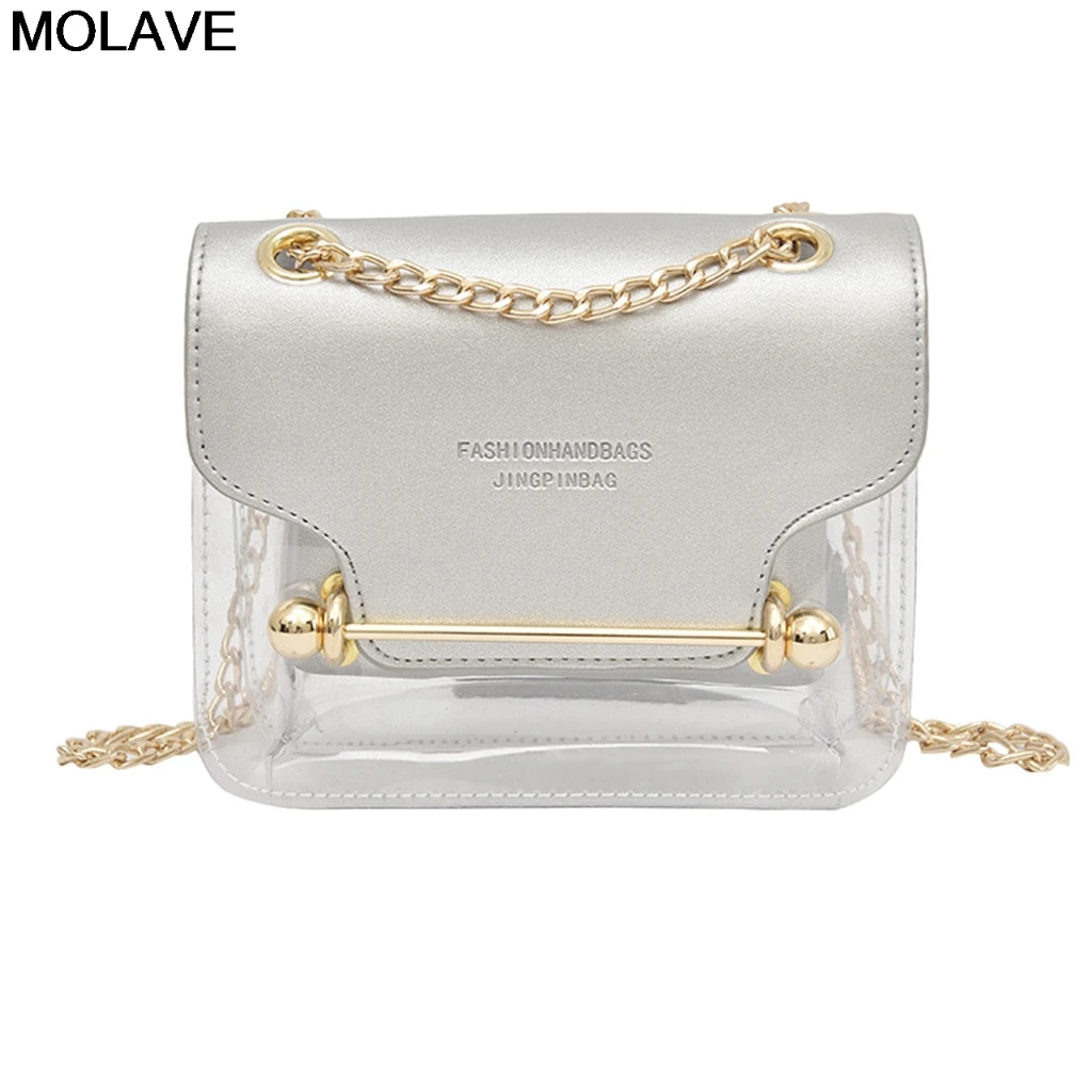 

MOLAVE Shoulder Bags Brand Design Lady Small Square Shoulder Bag Clear Transparent PU Composite Messenger Bags New Female 11Apr3