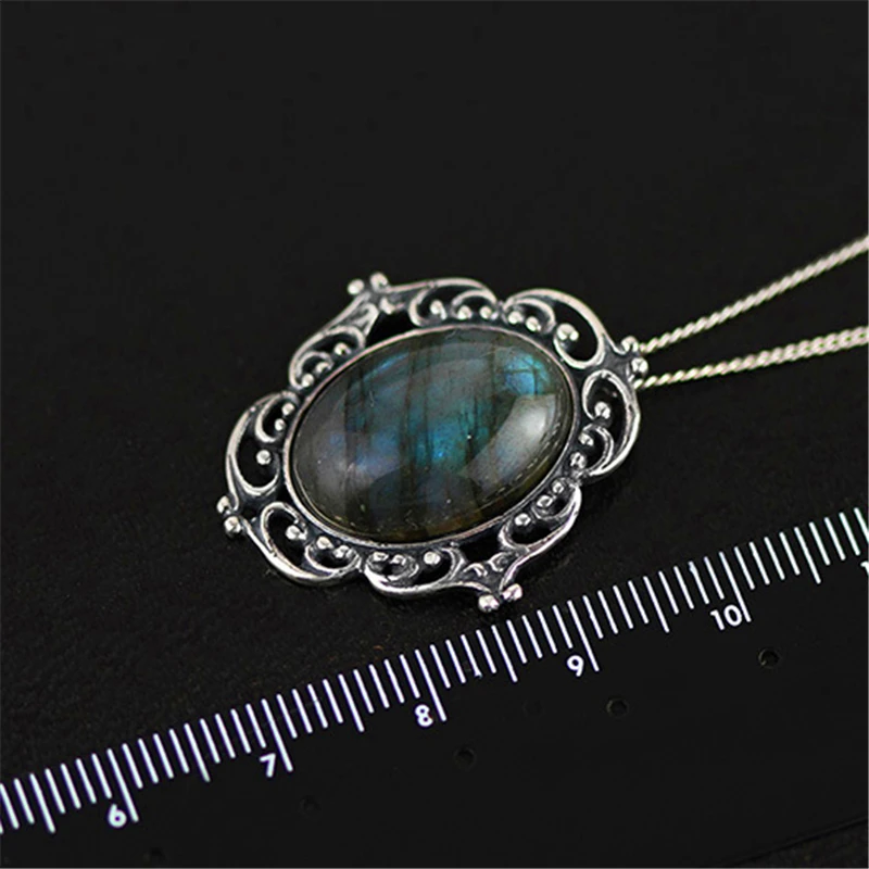 Najtaniej Lotus Fun prawdziwe 925 srebro naturalny labradoryt Handmade elegancka biżuteria w stylu vintage wisiorek bez naszyjnik kobiety Acessorios