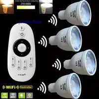 4 × 2.4グラムgu10 5ワット色温度調整可能なデュアル白cw + ww cct wiifi互換led電球+ 1 × 2.4グラムmi. lightワイヤレスリモート