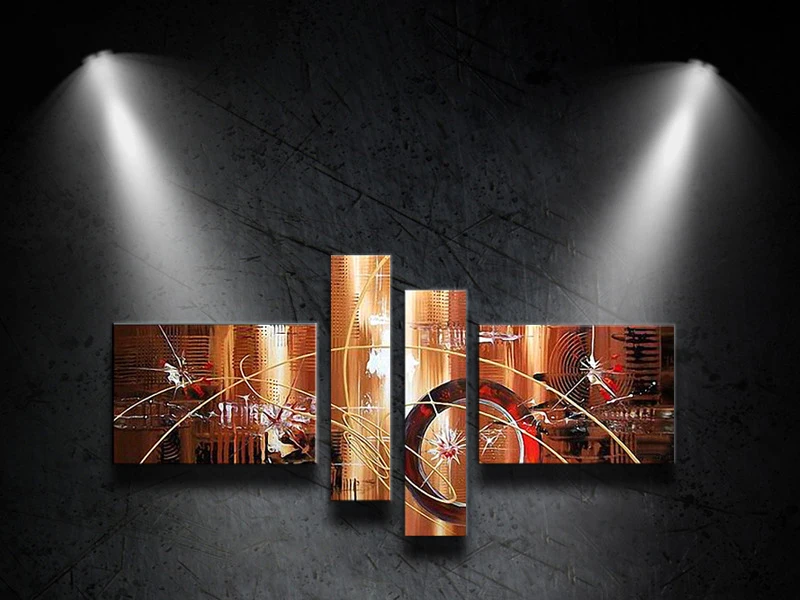 100%Hand-painted 4 pcs/set Modern Abstract Art Oil Painting Picture on Canvas Line Wall For Home Office Room Decoration | Дом и сад