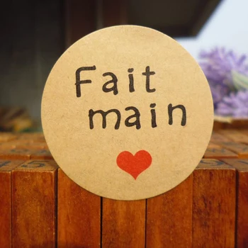 

120Pcs/10Sheets 35mm Round French Fait Main Handmade Paper Sticker for Handmade Product DIY Paper Label Gift Seal Sticker