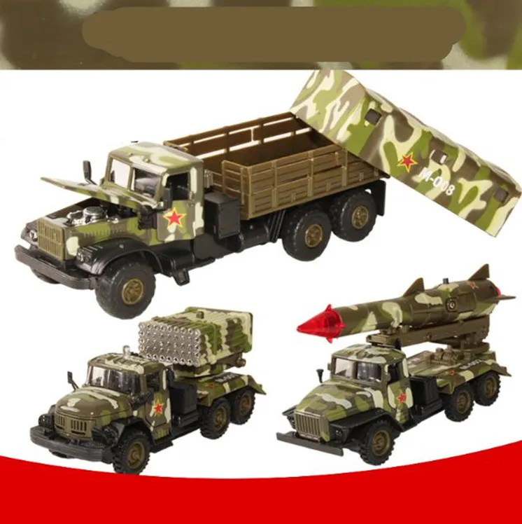 Goede 143 legering trek militaire model voertuig, hoge simulatie militaire truck speelgoed, musical   flashing speelgoed voertuig, gratis verzending