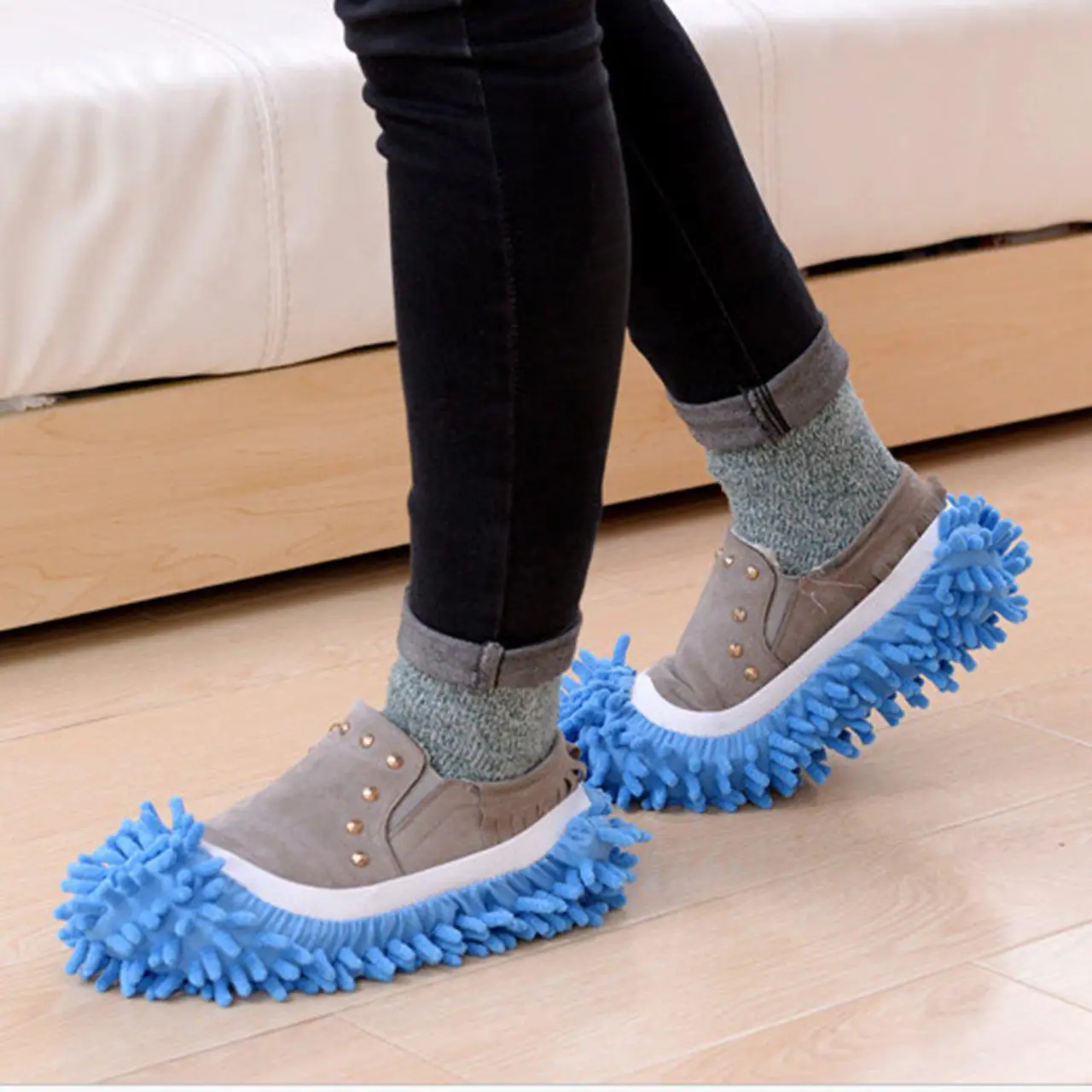 Hoomall 1PC Shoe Cover Women Fashion Fiber Slippers Washable Dust Mop Slippers Cleaning Shoes Microfiber Cleaning Cloth