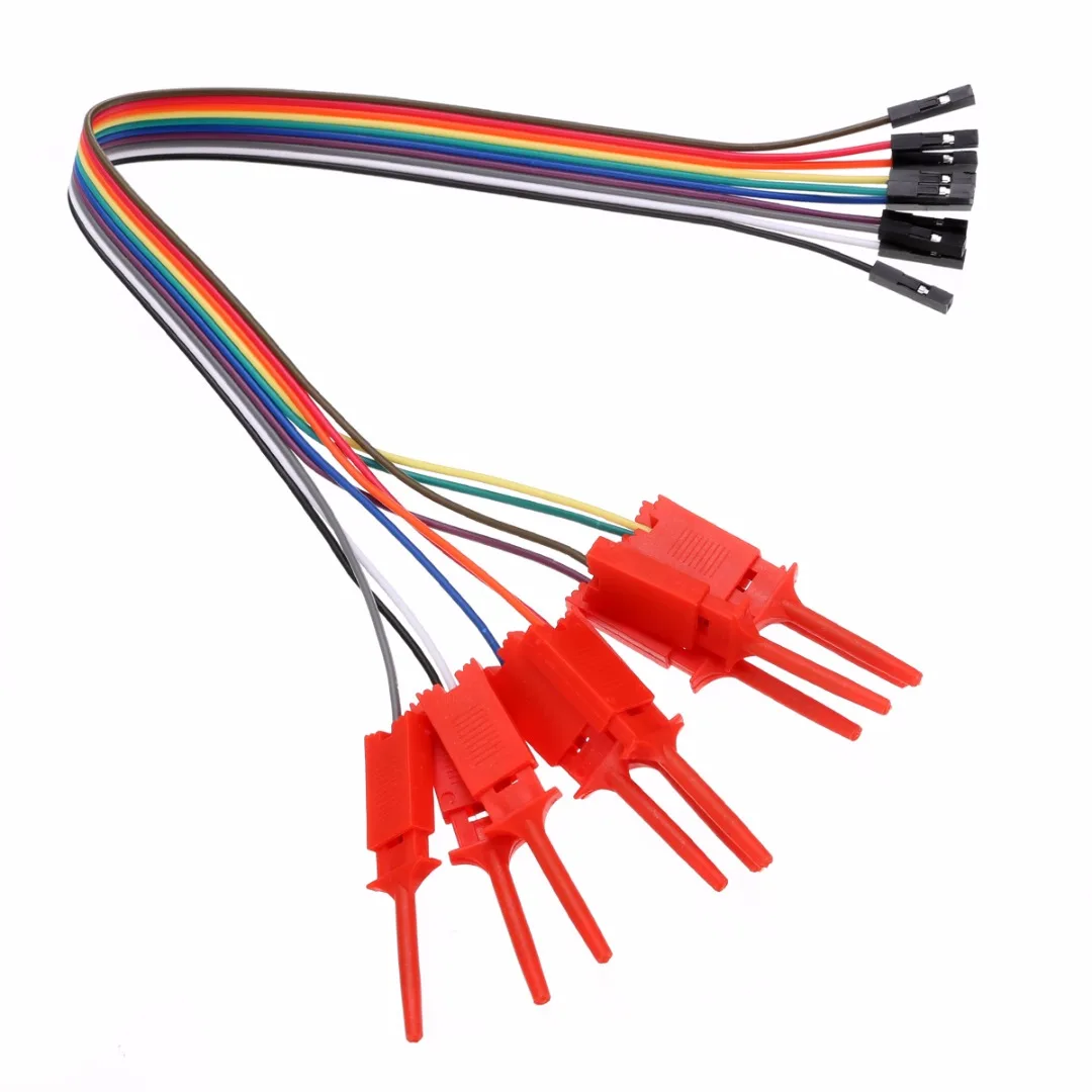 10pcs High Efficiency Test Hook Clip Logic Analyzer Cable Gripper Probe Test Clamp Kit Random Color Yellow/Red/Black/Green