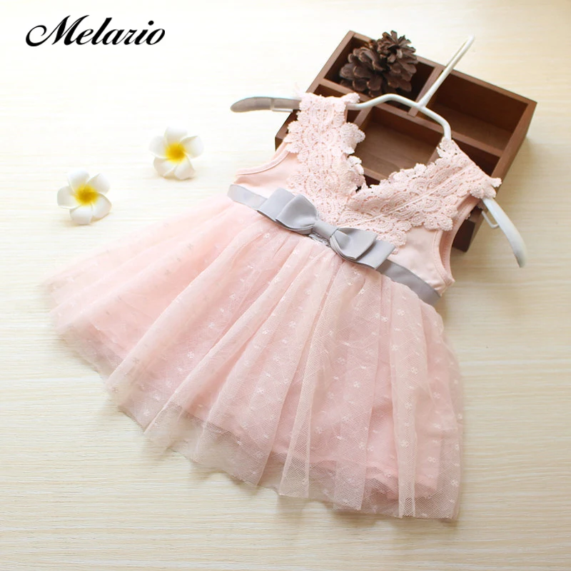 Melario Girls Dress 2018 Winter girls dress for kids clothes fashion Bowknot Dot Mesh Design dresses princess children summer