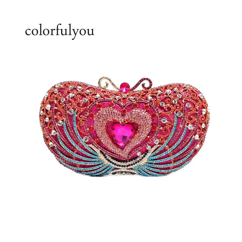 Shining Heart shape Rhinestone Day Clutch Bag Wedding Party Evening