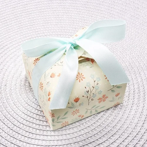 7,5x7,5x6 см детская душевая коробка со свадебными сувенирами и подарочными коробками украшение на день рождения для гостей вечерние коробки для печенья - Цвет: Yellow flower
