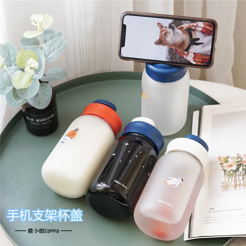 Вселенная стеклянная бутылка для воды с держателем для телефона, сумка с ручкой и крышкой, Чайный фильтр для девочек, маленькая герметичная BPA бесплатно