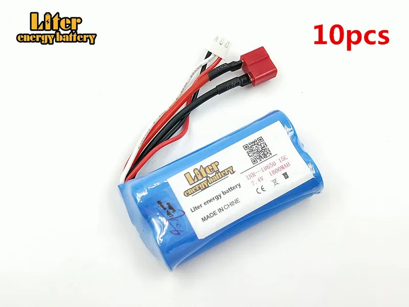 

10pcs 7.4 V 1800 mAh model aircraft Helicopter high-discharge 15c 18650 2S 12428 RC Car 7.4V lithium batteries