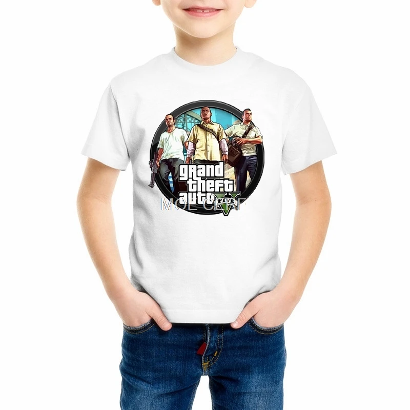 

Grand Theft Auto Game GTA 5 Boys Summer T Shirts Cool GTA5 Girls TShirt Colorful Print Kids Tee Shirt Funny Clothing Z4-2