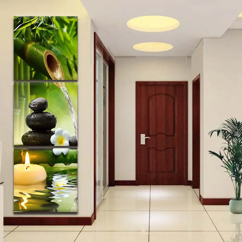 HD Printed 3 Piece Canvas Art Buddha Orchid Zen Painting Wall Art Picture for Home Decor
