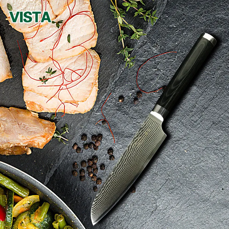 Кухонный нож Santoku суши шеф повар 5 дюймов дамасский 67 слоев VG10 японские ножи из