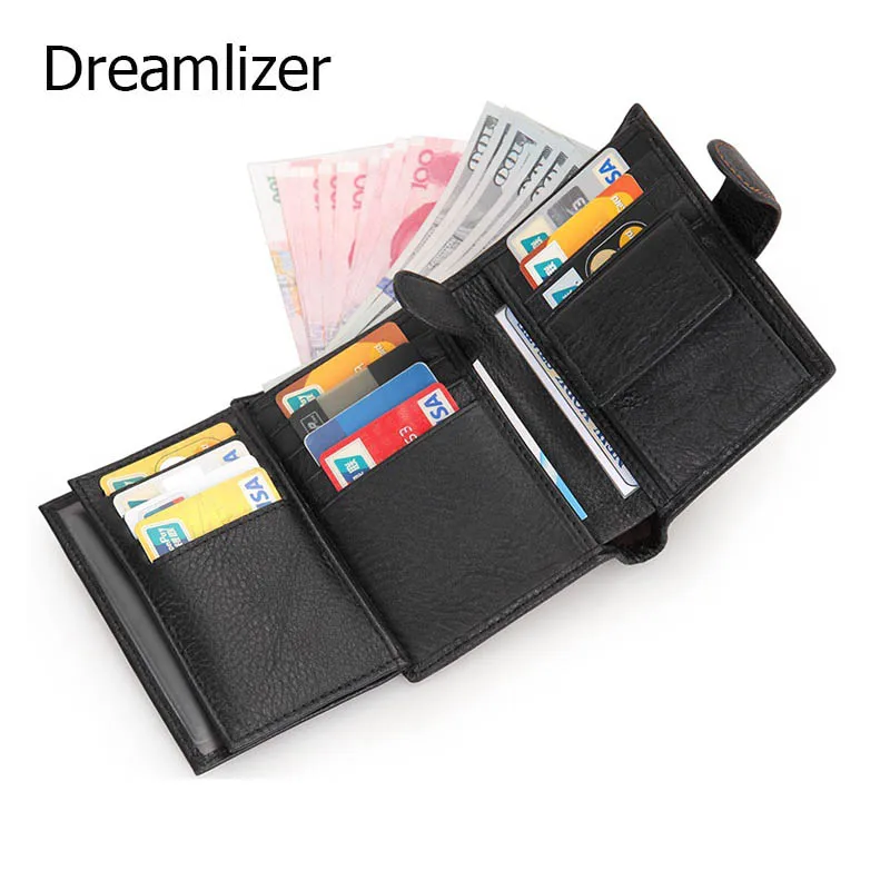 

Functional Men Leather Wallet Genuine Leather Coin Purse Male Large Card Holder Wallets Hasp Men's Bag Wallets