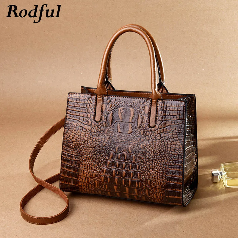 

Rodful Luxury Crocodile handbags women's genuine leather hand bags ladies designer trunk tote shoulder bag women bolsa feminina