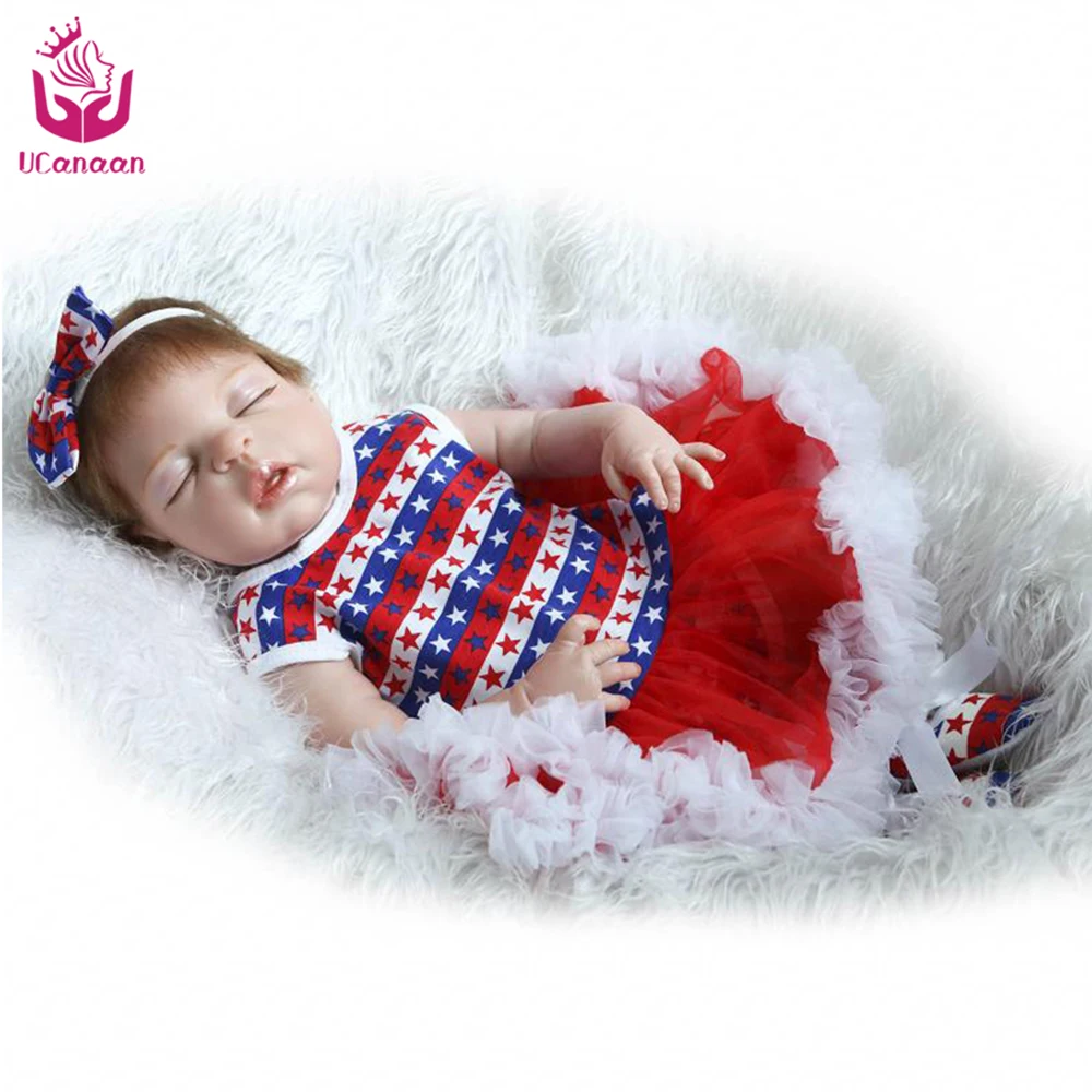 

UCanaan  55-60cm Full Body Silicone Baby Doll  Lifelike Interactive Baby Dolls  Toy Gifts for Child Christmas gift