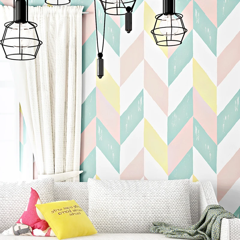 

Modern Fashion Color Geometric Lattice Wallpaper For Walls Roll Korean Living Room Bedroom TV Background Wallpaper Wall Covering