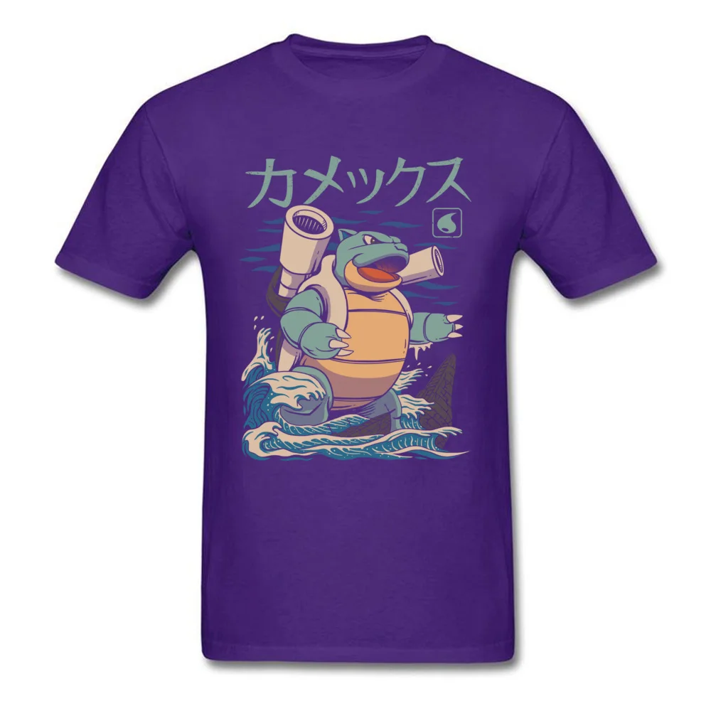 Water Kaiju Cotton Fabric Tops Shirts for Students Print T Shirt Casual Graphic Round Collar Sweatshirts Short Sleeve Water Kaiju purple