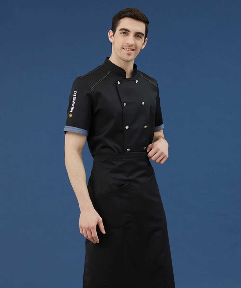 Мода 2019 шеф-повар Для мужчин Для женщин Рабочая одежда шеф-повара короткий рукав профессиональные летние пальто форма ресторане с коротким