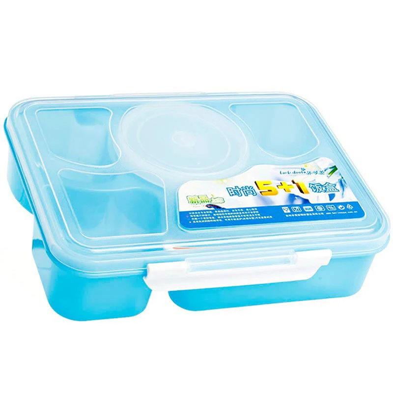 

5 Grids Healthy Plastic Food Container Portable Lunch Box With Spoon Capacity Camping Picnic Food Fruit Container Storage Box