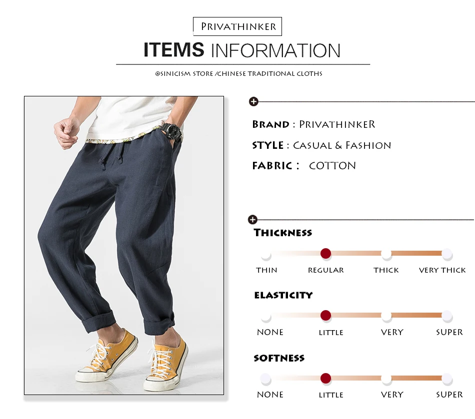 Sinicism магазин размера плюс хлопковые льняные шаровары мужские китайские традиционные стильные мужские повседневные штаны с завязками