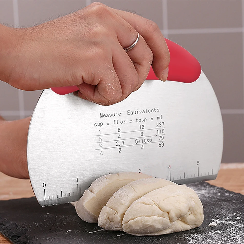 

Stainless Steel Pizza Dough Scraper Cutter Kitchen Baking Pastry Spatulas Cookie Cake Cutter Dough Knife with Measuring Ruler