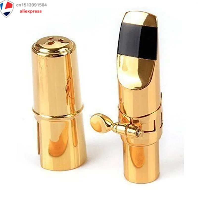 

Private Custom Alto Sax Mouthpiece, Gold Plated Metal Eb Alto Saxophone Mouthpiece + Cap + Ligature Size #7