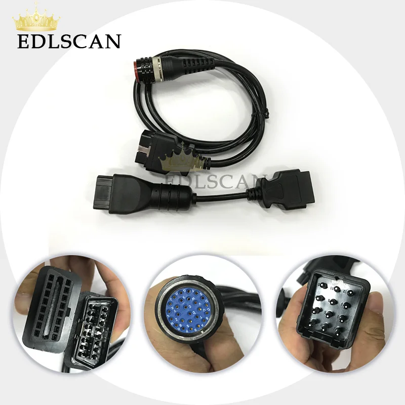 EDLSCAN 88890304 16Pin OBD II диагностический кабель 88890304 и 12 pin renault Диагностический кабель для Vocom сверхмощный грузовик сканер