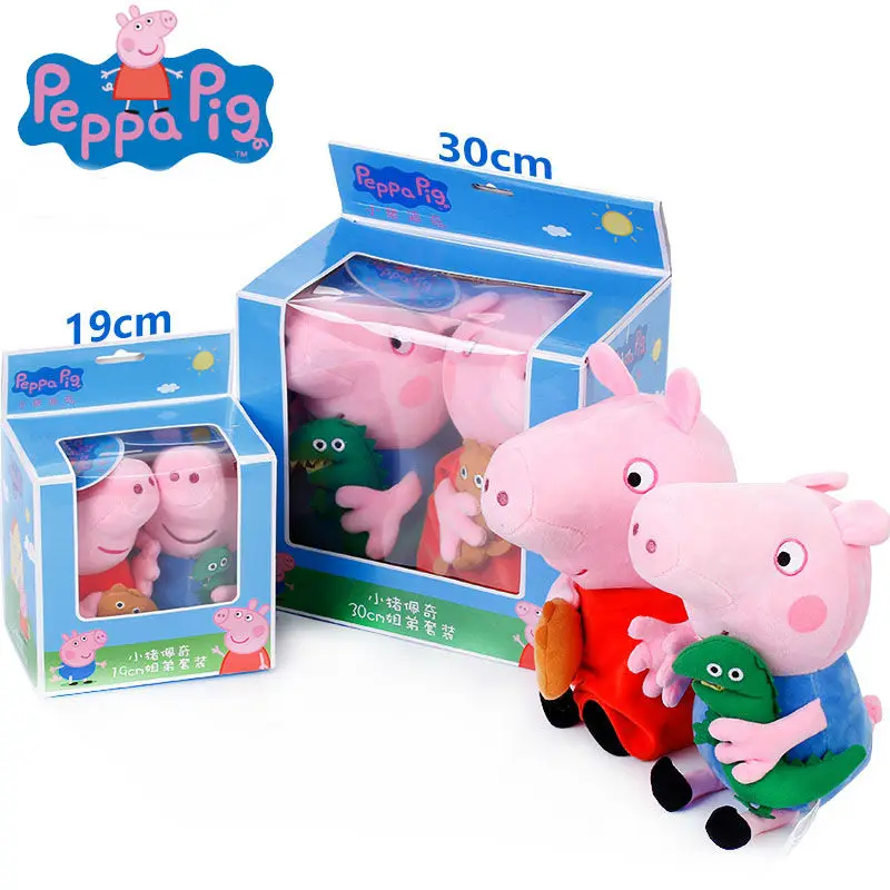 

2pcs/lot Original Peppa Pig 19cm/30cm Children Plush Toy Doll Peppa's family with accessory kids Birthday Gift Stuffed Animals