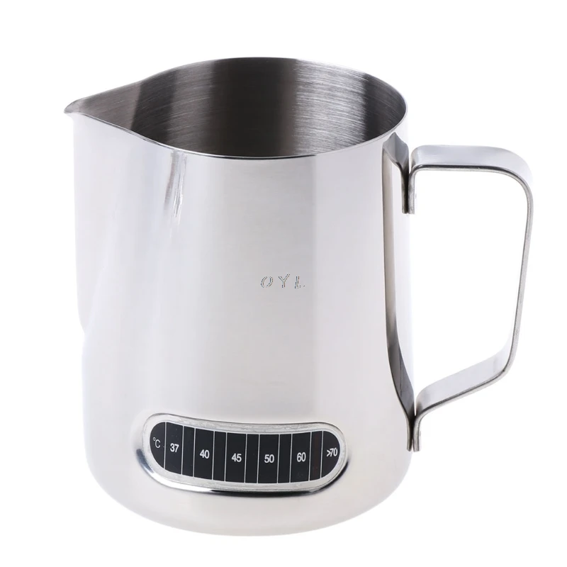 Stainless Steel Milk Frothing Jug Barista Coffee Pitcher With
Thermometer 600ml