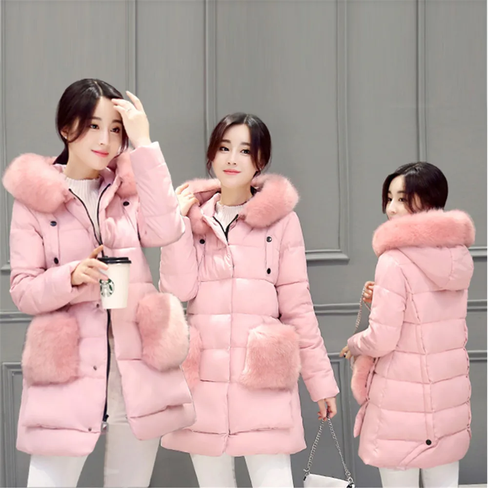

2016 winter new women's down jacket in a long section of the Korean version of cotton-padded women's Slim Hooded jacket jacket