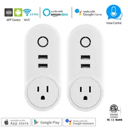 Wi-Fi Smart Plug беспроводной управление США Разъем 10A с 2 Порты usb таймер переключатель гнездо голос Управление работает с Alexa Google IFTTT