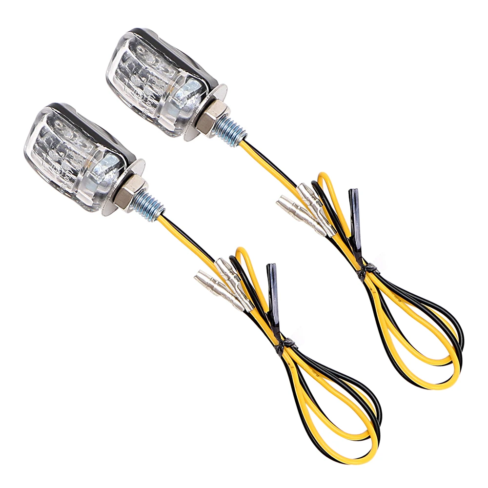2PCS 6-LED Motorcycle Mini Amber Turn Signal Lights Blinker Indicator Black 12V