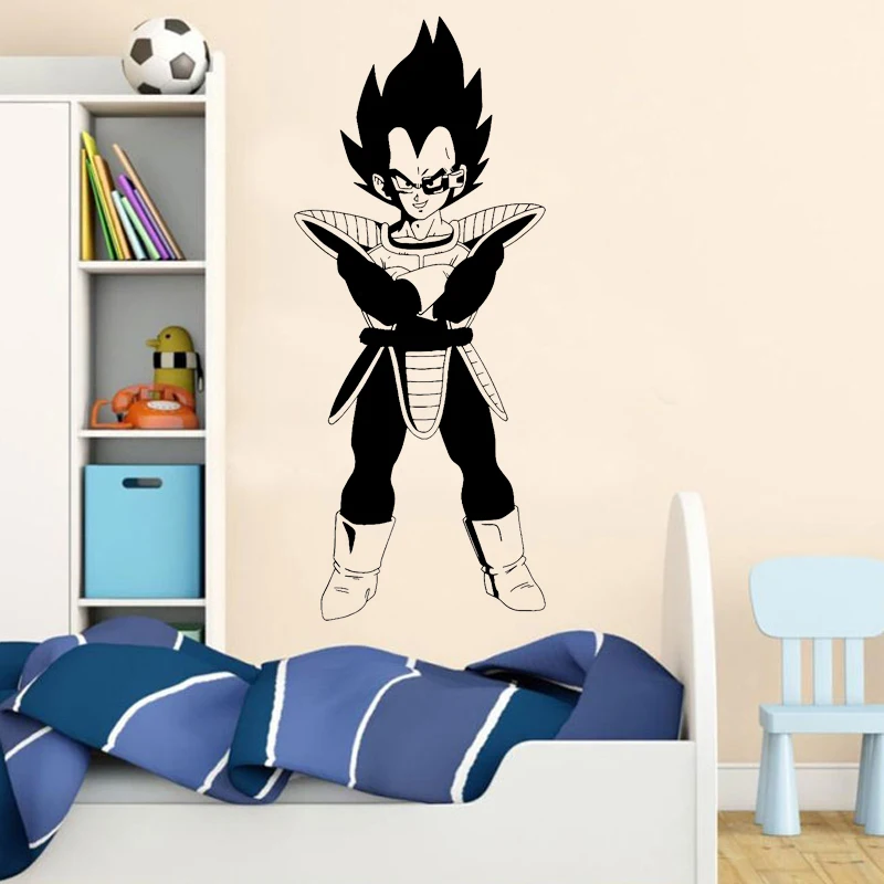 Vegeta виниловая наклейка на стену-Жемчуг дракона Z, DBZ аниме настенное искусство, манга черная наклейка украшение дома детская комната для мальчиков E695
