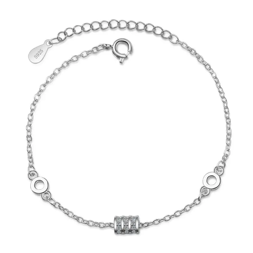 Цилиндрические счастливые бусы циркониевые браслеты для женщин тренд креативные ювелирные изделия из стерлингового серебра 925 пробы аксессуары вечерние подарки Bijoux SAB21