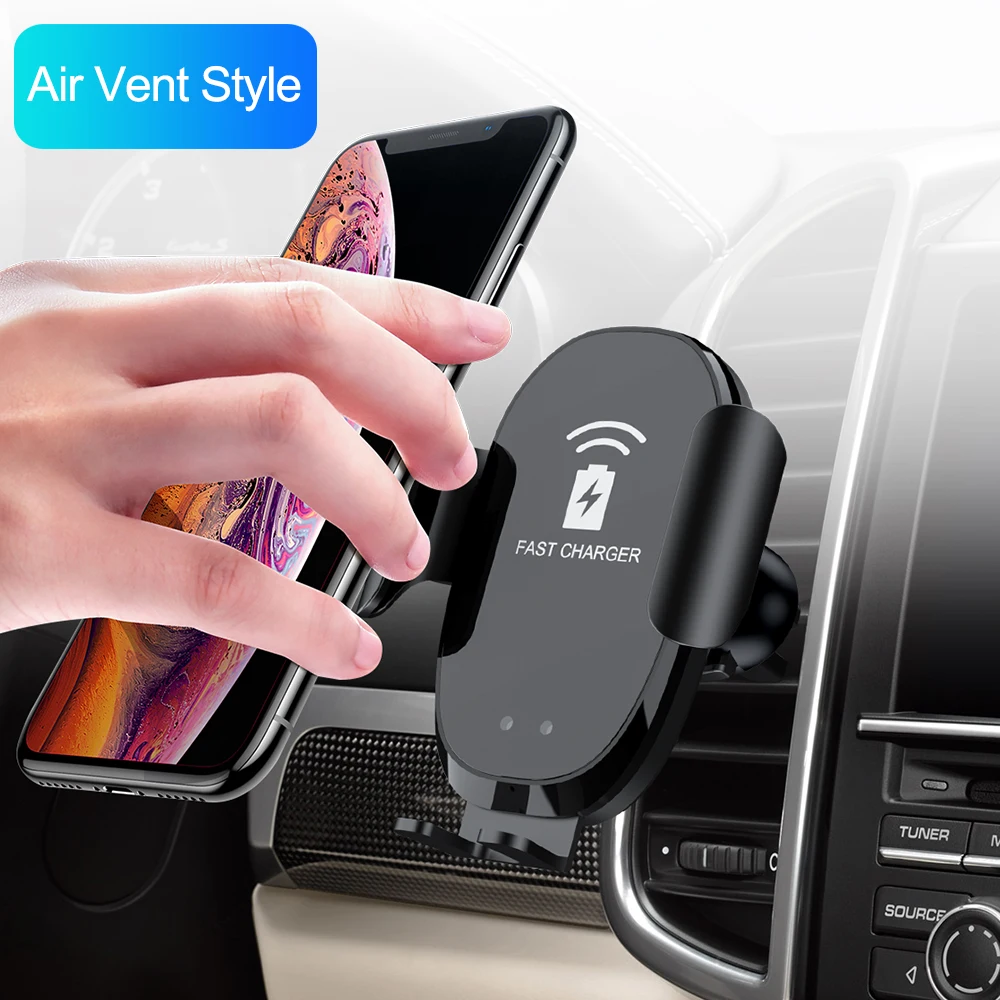 ROCK Qi Быстрое беспроводное автомобильное зарядное устройство для телефона для iphone samsung с инфракрасным датчиком автоматический автомобильный держатель телефона для Xiaomi huawei 10W - Цвет: Air Vent Style