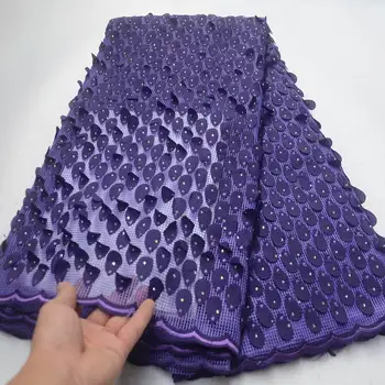 

2019 African Cord Lace fabric 3Dr Guipure Lace Fabric with stones for wedding Water Soluble lace French Fabric 5 Yards-LP30