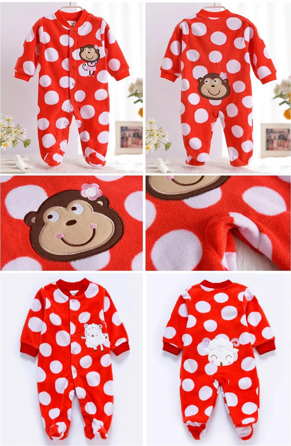 2016-Autumn-Spring-Wave-Point-Baby-Fleece-Pajamas-Rompers-One-Pieces-Long-Sleeve-Jumpsuit-Cute-Animal-Baby-Sleep&Play-Clothes-CL0886 (9)