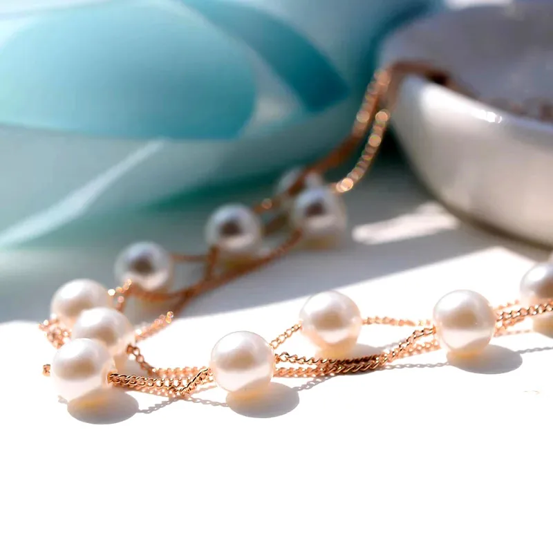 Sinleery Элегантный 3 Слоя Цепи жемчужный браслет для женщин розовое золото женский серебряный Свадебные украшения интимные аксессуары Sl415 SSB