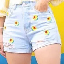 Потертые джинсовые шорты для мамы, женские джинсовые шорты с высокой талией и вышитым бантом, большие размеры