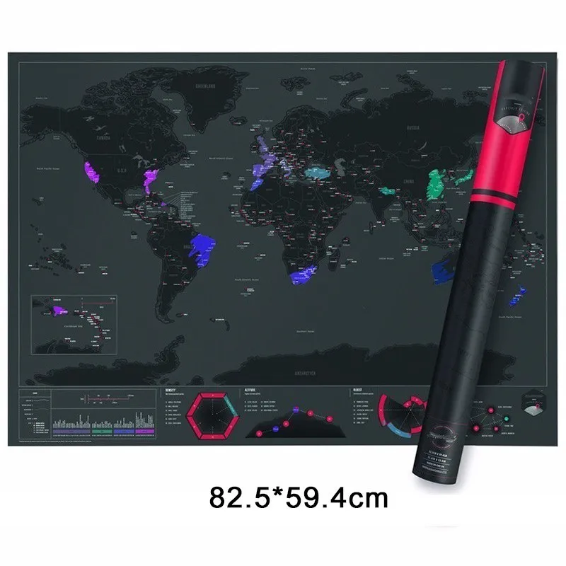 Персонализированные Роскошные скретч от города путешествия Карта мира Плакат орнамент комнаты украшение дома Наклейка на стену с